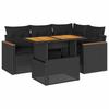 5 Piece Garden Sofa Set with Cushions Black Poly Rattan & Acacia