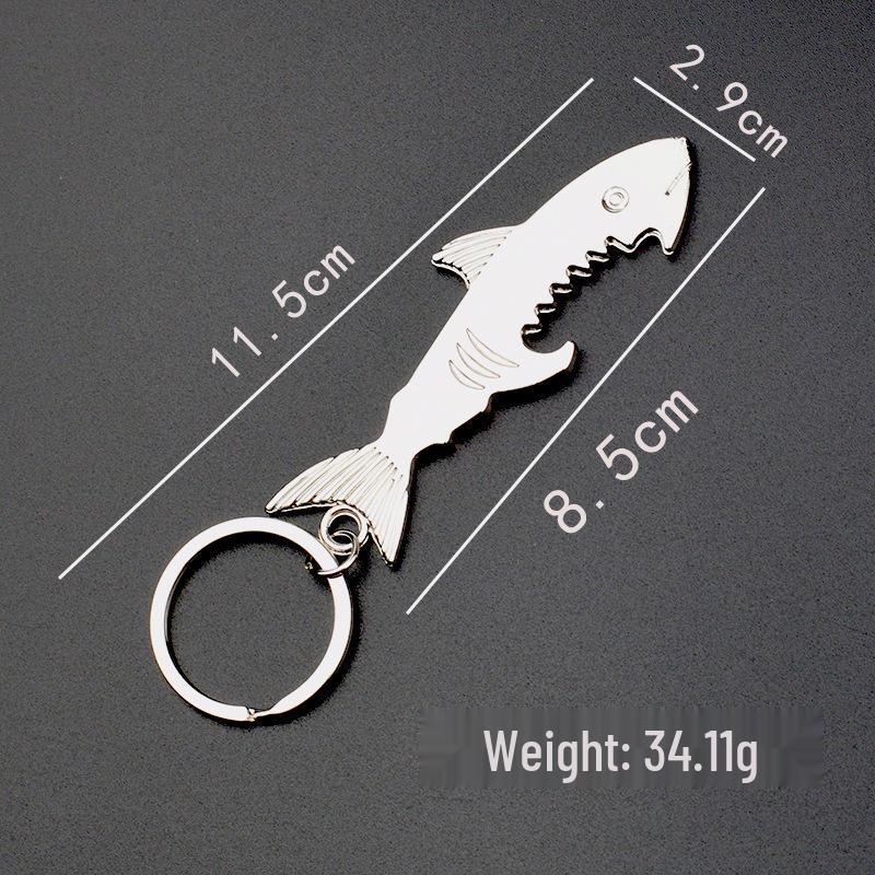 Haai Flesopener Multifunctionele Sleutelhanger - Metalen Sleutelhanger met Graveerbaar Logo, Creatief Cadeau