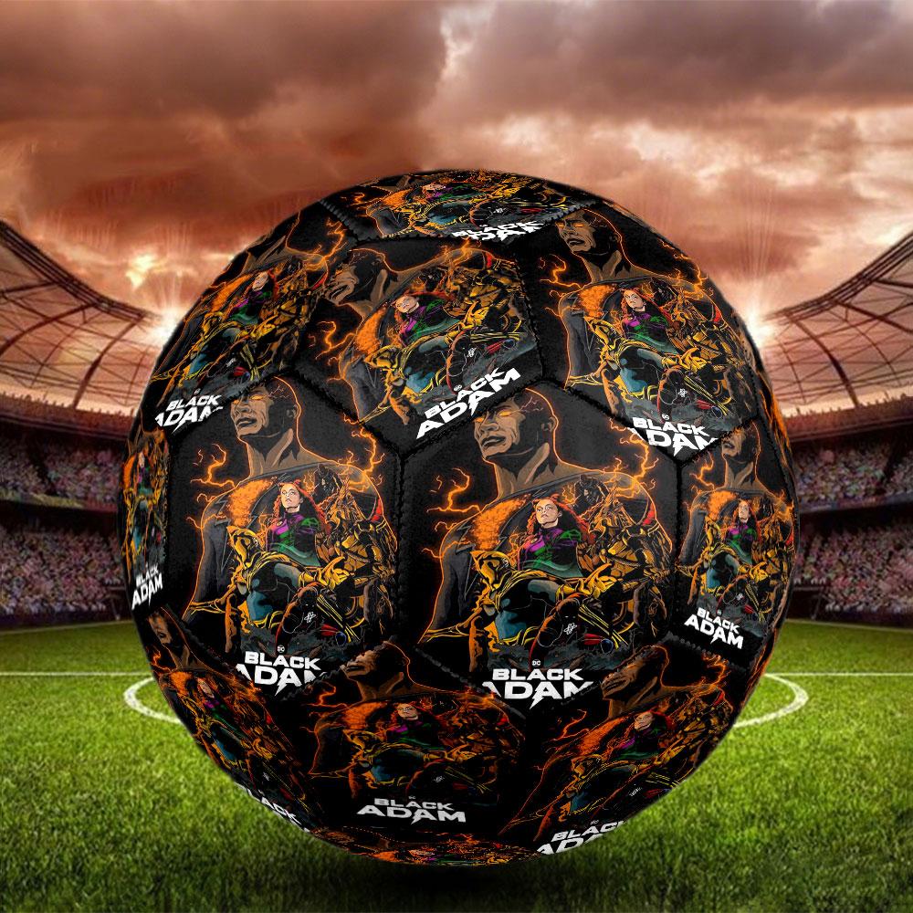 Black Adam Print Size 5 Soccer Ball, Standard Match Football for Sports Game and Team Practice, Ideal Gift for Soccer Fans