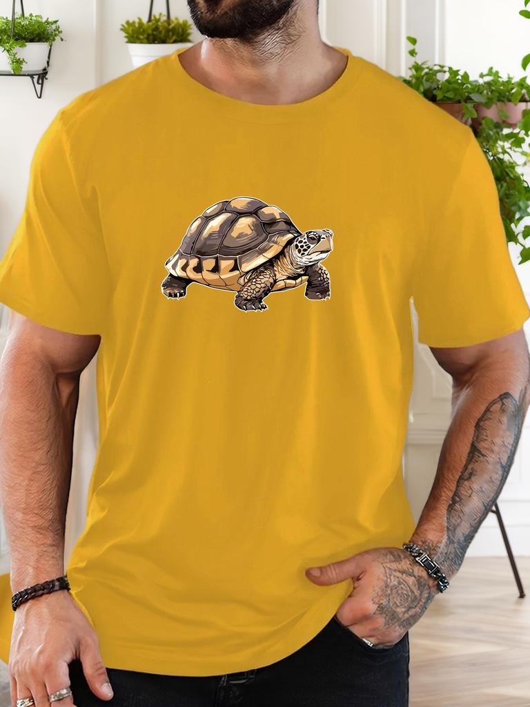 Tortoise Animal Graphic Print Unisexs Crew Neck Short Sleeve Tee Soft Summer Top For Nature Lover Daily Street Basic Outfit Wear