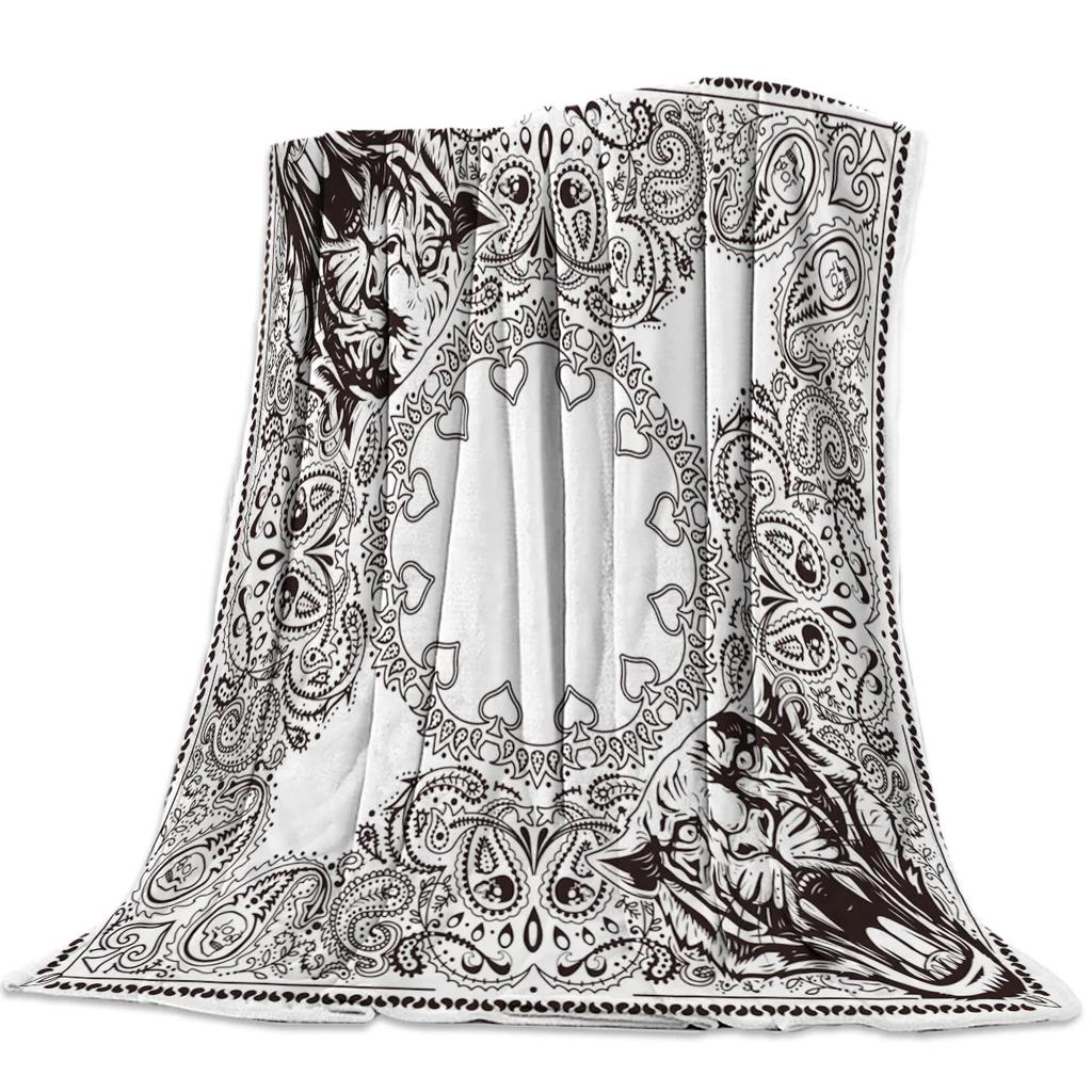 Bandana Pattern Flannel Blanket for Bed Sofa Portable Soft Fleece Throw Funny Plush Bedspreads