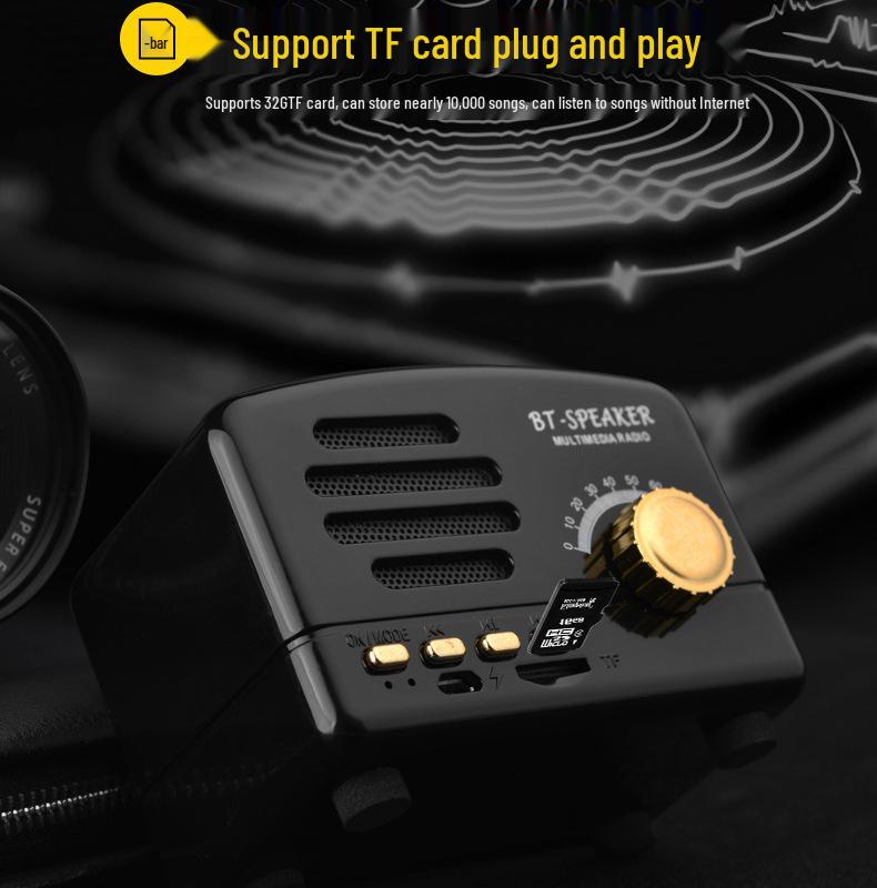Mini Retro Bluetooth Speaker - Portable, Creative Gift with Radio & Card Insert for Mobile & Computer Use
