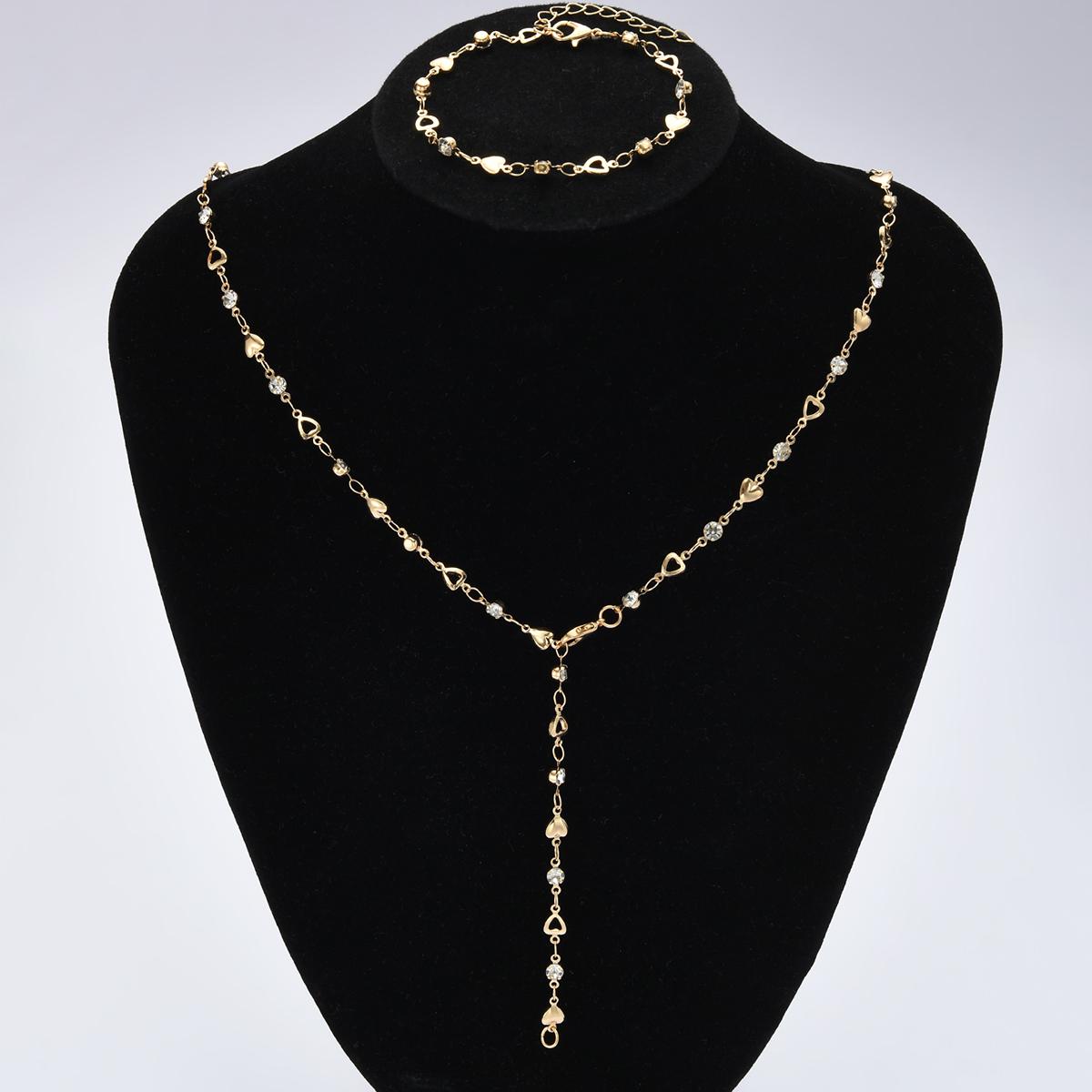 

iF ME Набор из 2 браслетов-кисточек с цирконом в форме сердца и ожерелья. Модная женская бижутерия для повседневной носки, вечеринки, свадьбы, дня рождения, рождественский подарок.