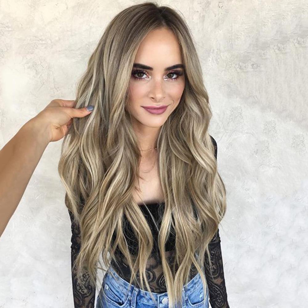 28 Lung Ondulat Maro Aur Blond Ombre Coafura Peruca Par Peruci Par