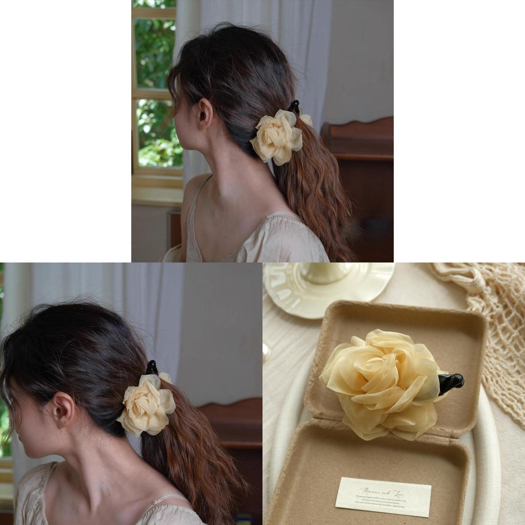 Luofu Flower Dream Hair Claw With Rose Design For Women Summer 2025