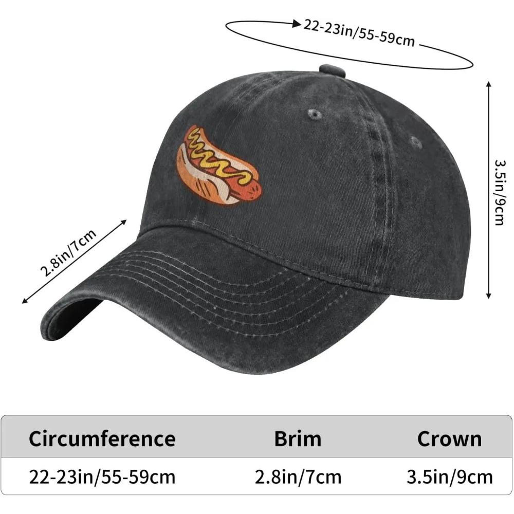 Hot Dog Burger Chips Snack Food Denim Cap Golf Dad Hat Adjustable Classic Cotton Hat Men Cap for Women Outdoor Hiking