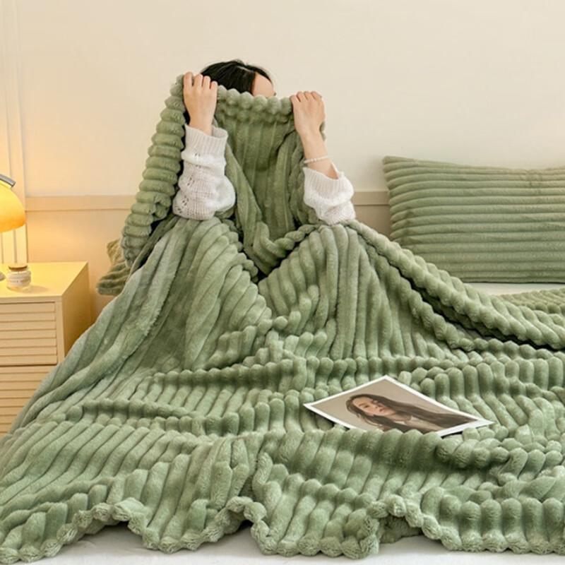 Faunen Faux Rabbit Fur Flannel Blanket 200*220cm зелёный