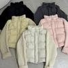 Winter New Trendy Brand Knitted Sleeves Splicing Down Jacket Women's Short Stand-up Collar Thickened Warm Small Jacket