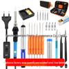 60W Adjustable Temp Soldering Iron Kit with Tweezers, Engraving Knife & Solder Paste