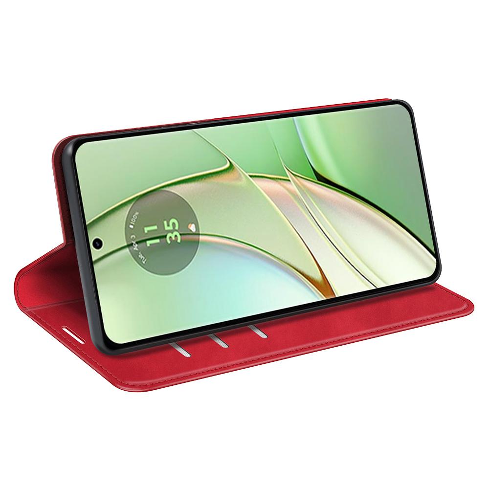 Magnetische selbstabsorbierende Flip-Hülle für Motorola Edge 40 5G PU-Leder Hautgefühl Brieftasche Ständer Handyhülle