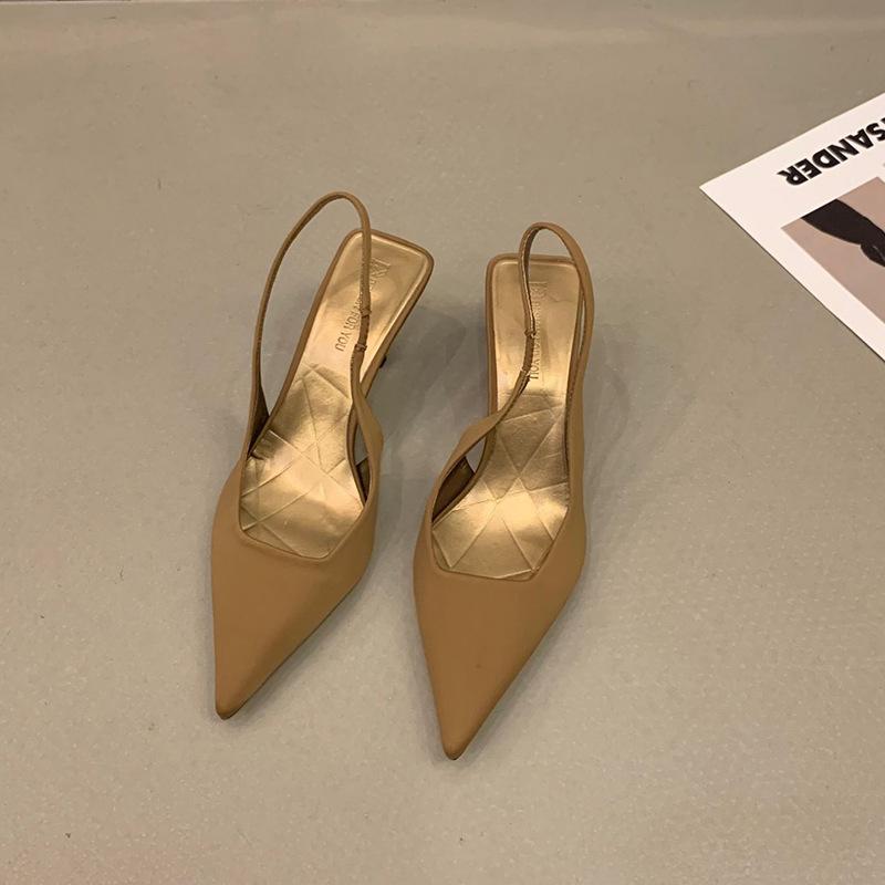 Black high heels women's 2025 spring new small French Korean version single shoes with skirt pointed stiletto sandals