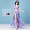 Belly Dance Professional Suit for Women Mesh Short Sleeves Top+sexy Split Long Skirt 2pcs Girl's Oriental Belly Dancing Suit