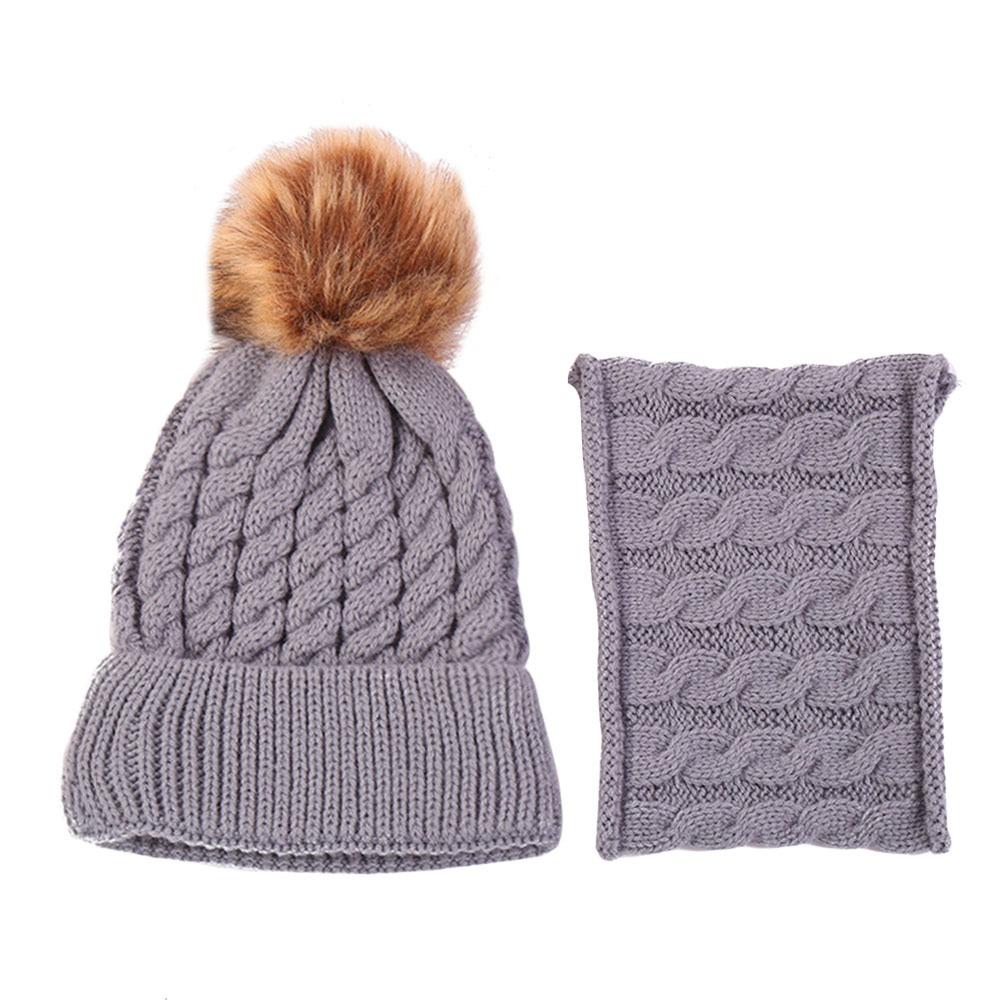 2Pcs/Set Warm Kids Beanie Caps Ear Protection Beanie Hat Scarf Children Hat Scarf Set Toddler