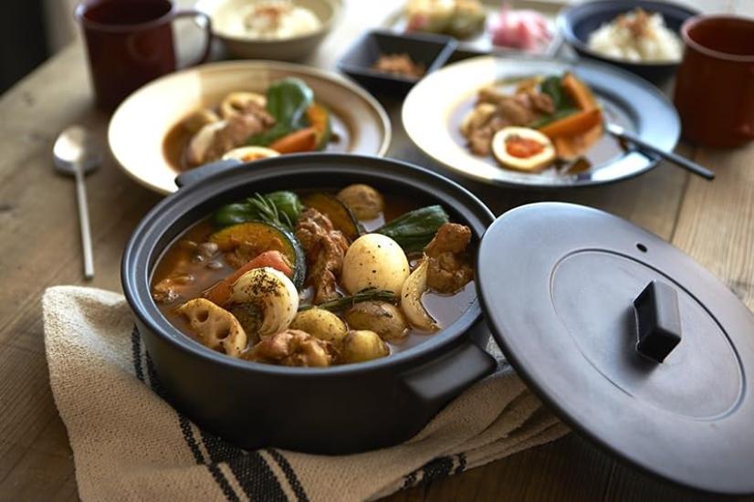 TAMAKI Clay Pot Corner IH Clay Pot 1-2 serving size White Diameter 23.2 x Depth 19 x Height 10.4cm IH, direct flame, microwave, oven compatible,