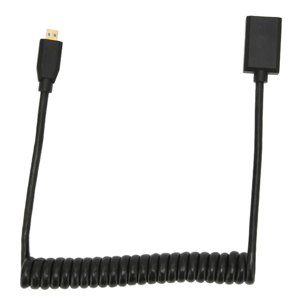 HD Multimedia Interface Cable Micro To Female 8K 60Hz 48Gbps Coiled Video Adapter Cord for Tablet TV Camera