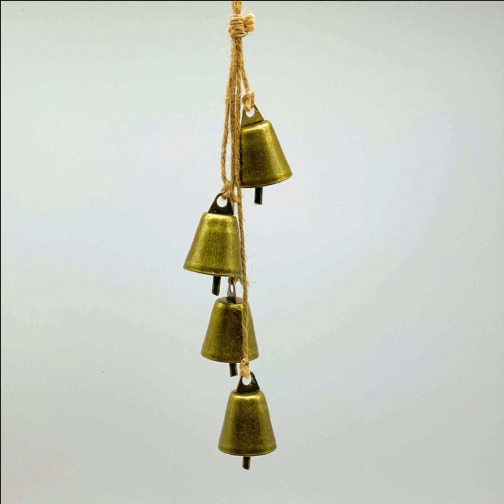 Bronze color Christmas Cone Metal Bells Rustic Hangable Christmas Bell Pendant DIY Craft Hollow Antique Finished Hanging Bell