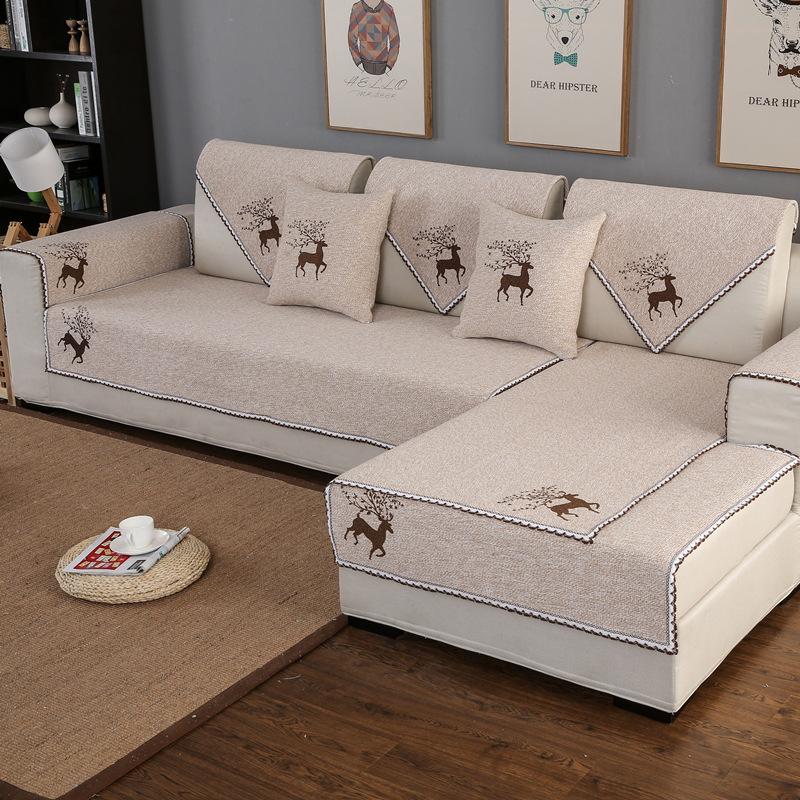 

Четыре сезона однотонный хлопок и лен диванная подушка простая современная спинка дивана подлокотник полотенце гостиная универсальная 70*70