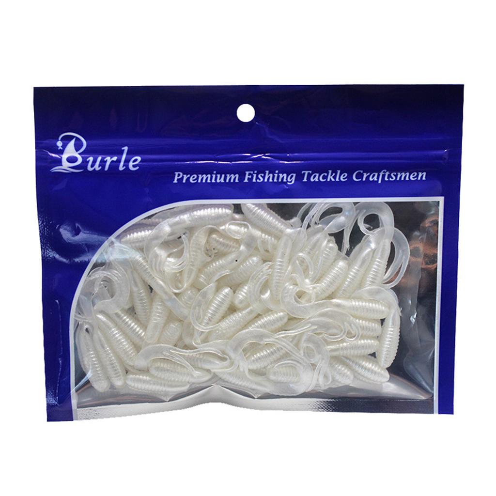 50 stk. Myke Fiske Sluk Twister Hale Agn 4cm 3D Øyne Lang Bølgete Hale Swimbaits Bass Fiske Sluk Agn Sjøørret Sluk