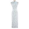 New Chinese national style retro blue floral cheongsam 1 improved sleeveless daily young commuter women's dress