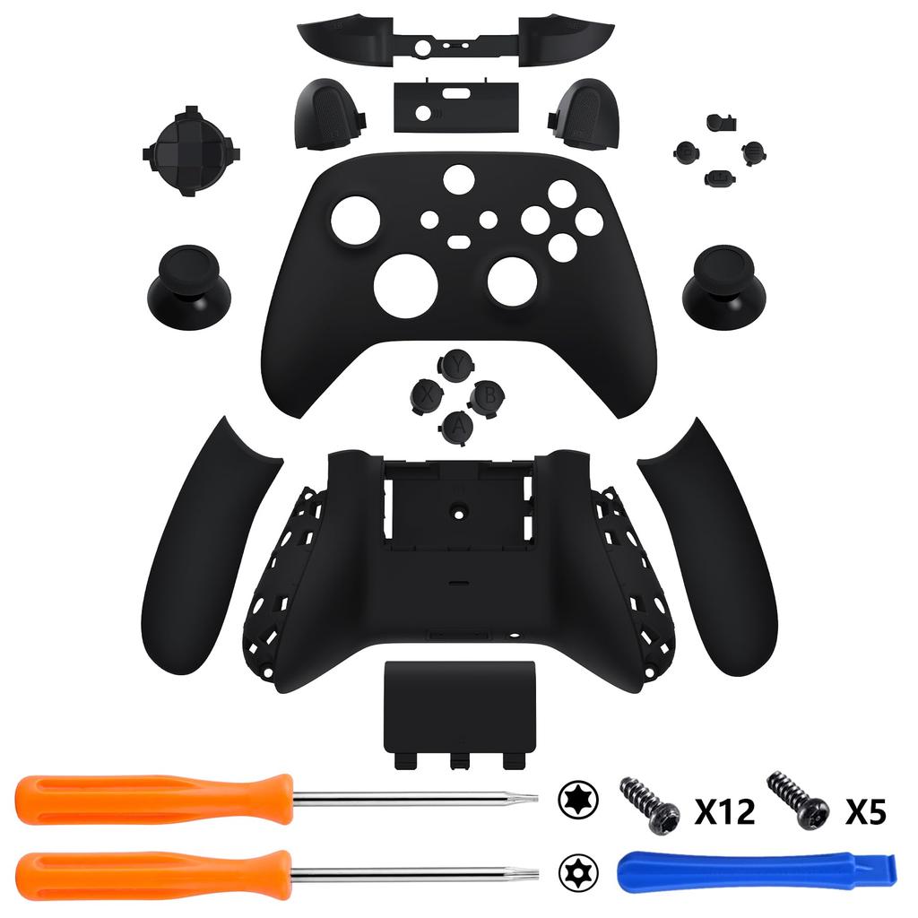 EXtremeRate Vollschalen-Tastenset für Xbox Series X S Ersatz-Seitenleisten-Griffe Vorder- und Rückschalenabdeckung für Xbox Core Wireless Controller Nicht &