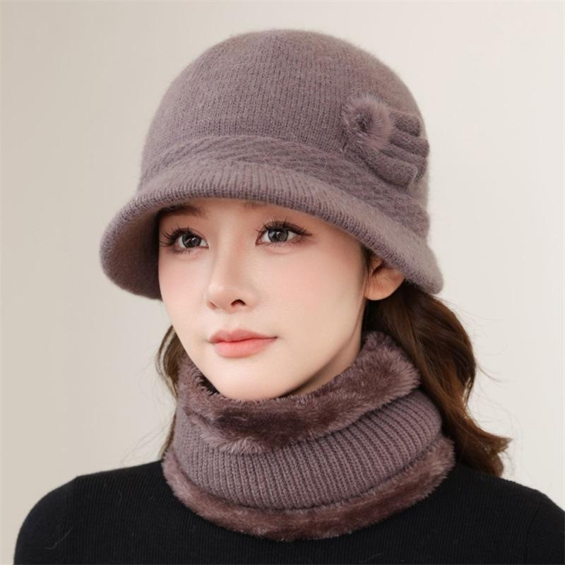 Winter new knitted wool hat women's ear protection warm pullover hat with scarf fashionable versatile cold hat winter
