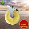 8-Inch Heavy Duty Swivel Casters with Brake, Flat Plate, White Industrial Nylon Wheels