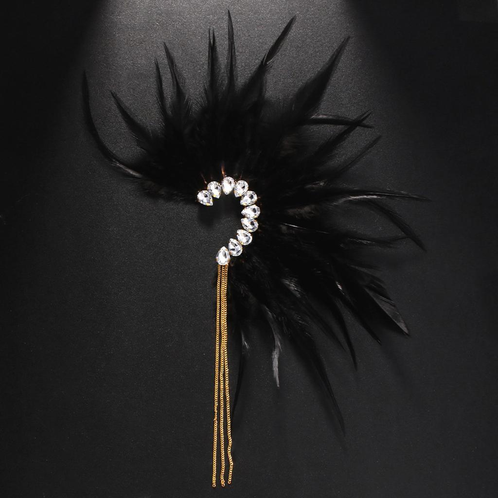 Handmade Feather Ear Cuff Imitation Feather Wrap Not Piercing Tassel Ear Clip Cuff Earrings for Women Wedding Cosplay