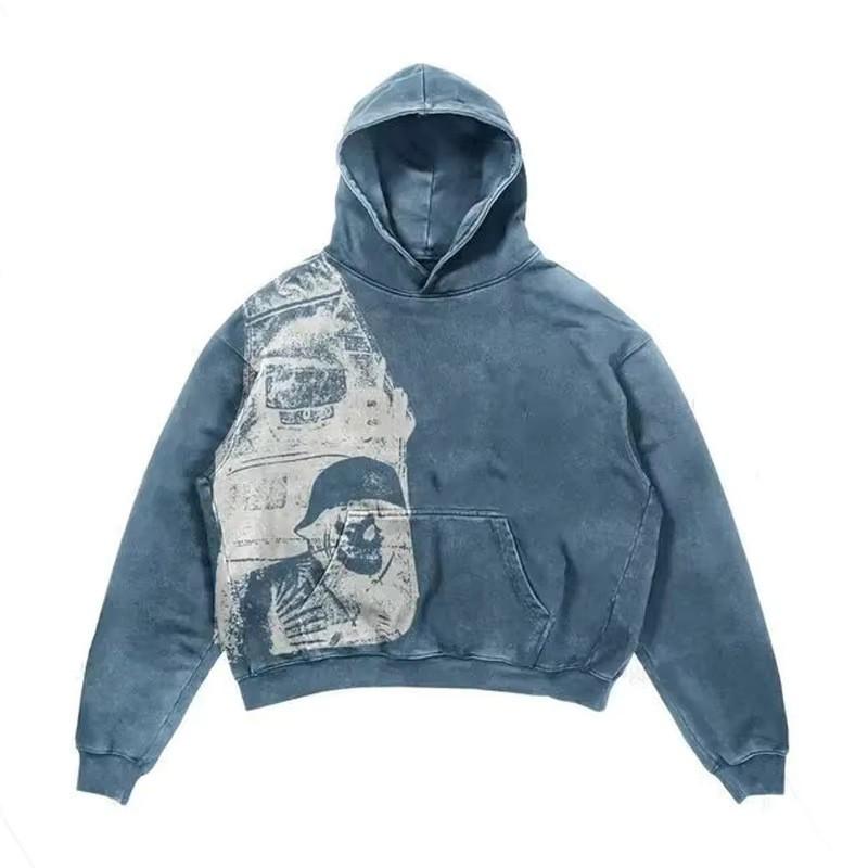 2026 Street Style Monster Print Hoodie Loose Fit Sweatshirt Men Women Cyberpunk Streetwear