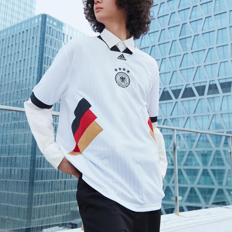 Adidas Dfb Icon Jersey With Logo Print And Stripe Details Men Tops White HS5941