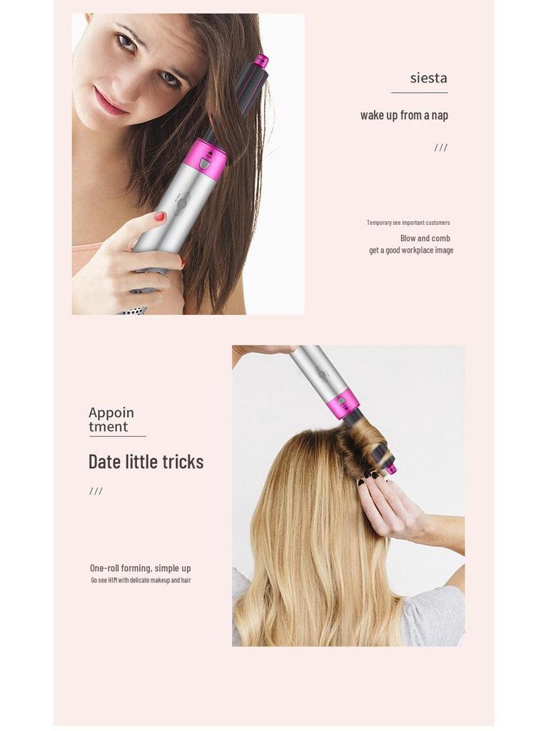 Five-in-One Brushless Negative Ion Hair Dryer & Styler: Comb, Straightener, Curler, Blow Comb