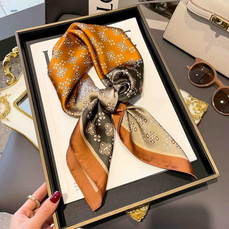 70cm Square Silk-Like Scarf Women Lightweight Fashion Accessory Office Chic Neck Wrap Stylish Print Design