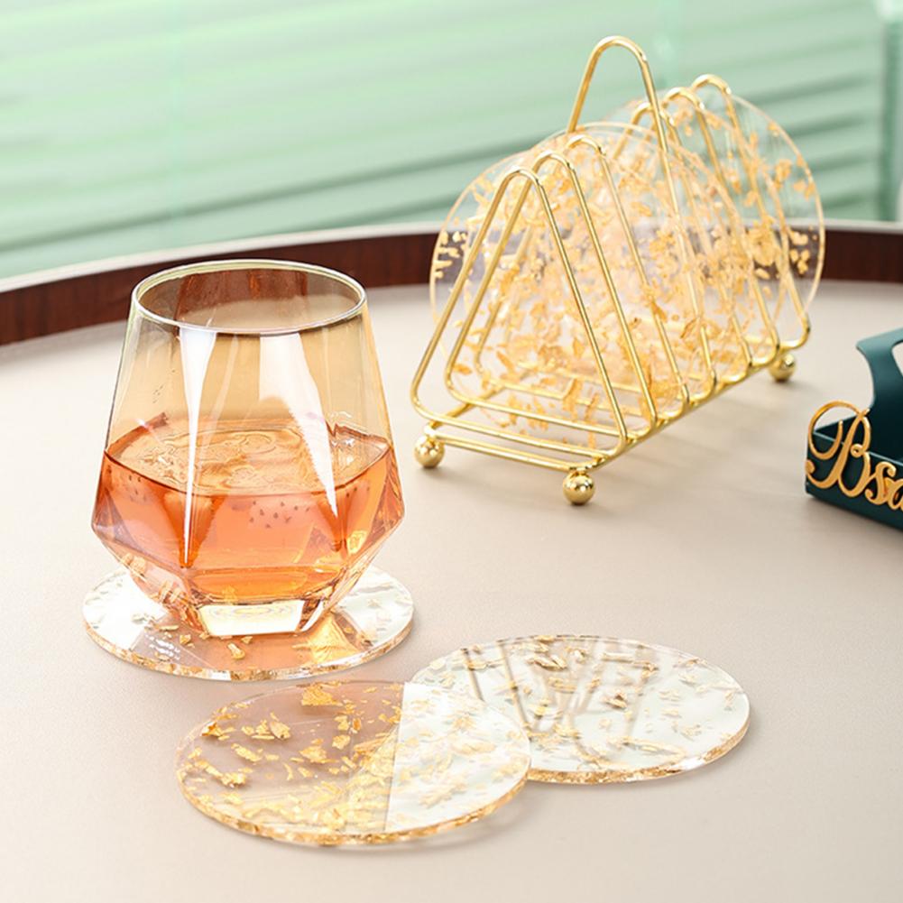 Gold Foil Decor Cup Mat Heat Insulation Cup Pad Non-Slip Tea Cup Mat Dining Table Cup Coaster Drink Cup Mat Tea Coasters