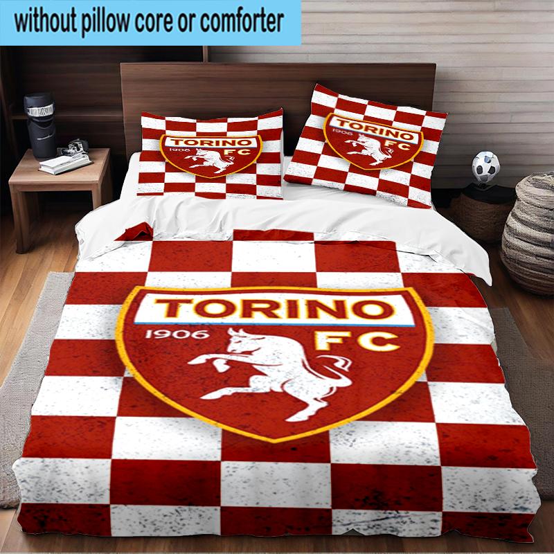 Torino Fc Crest Design Set Lenzuola 3 Pezzi Stampa 2D (Include 1 Copripiumino + 2 Federe Senza Imbottitura), Decorazione camera da letto, Regalo ventilatore