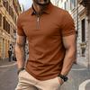 Herren Sommer Kurzarm Poloshirt mit Reißverschluss vorne Lässig Umlegekragen Leicht Atmungsaktives Oberteil