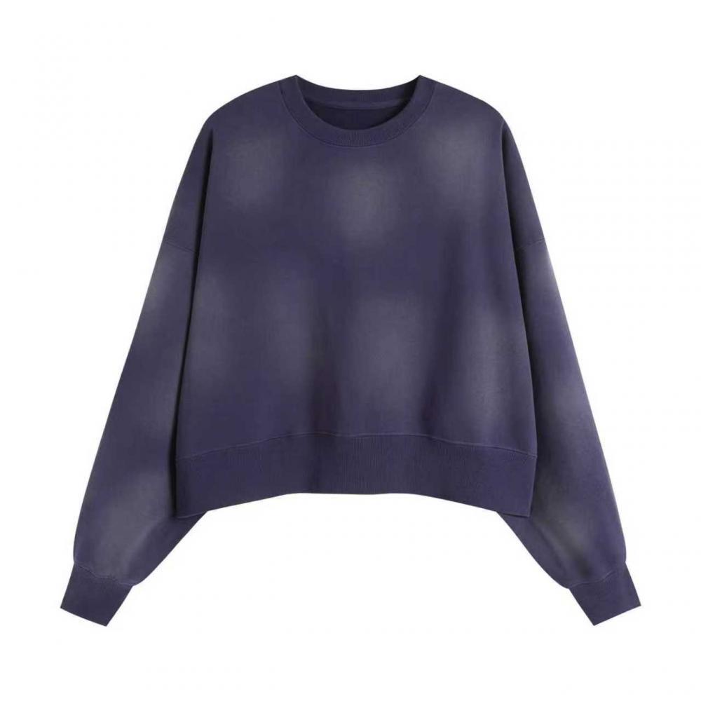 Heavyweight Vintage Spray-Painted Monkey Sweatshirt: Women's Cropped, Retro Drop Shoulder, European & American Hot Girl Casual Style