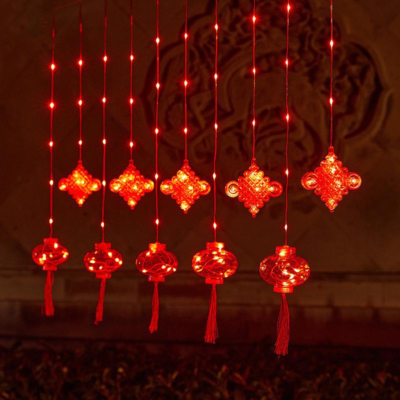 Spring Festival Red Lantern String Lights for Home, Balcony & Courtyard Decorations