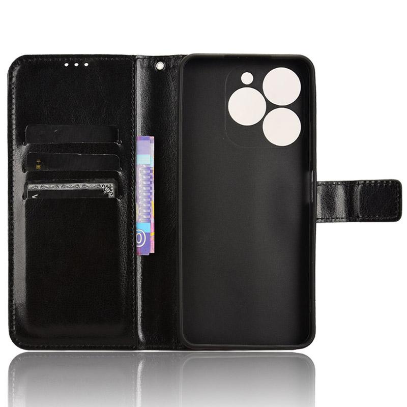 For itel A70 A665L Case Crazy Horse Texture Leather Wallet Stand Magnetic Clasp Mobile Phone Cover