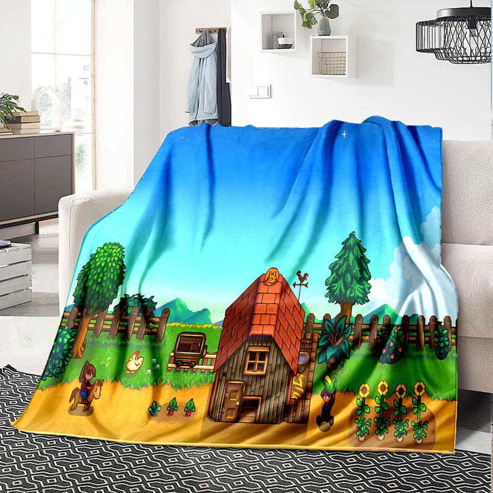 1pc Blanket - game Stardew Valley Print Design,Lightweight Blanket for Sofa,Bed- Soft &Warm,Gift for All Seasons