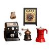 Set Macchina da Caffè per Casa delle Bambole Mini Modello Mobili in Miniatura Tazza da Caffè Mensola Portaoggetti Decorazione di Simulazione Giocattoli Fai da Te Casa delle Bambole 1:1/12:Tavolo Armadietto a 6 Scale