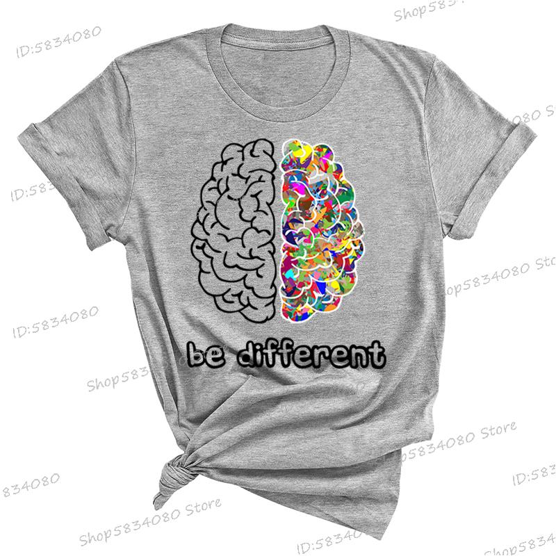 Autism Awareness Day Essential Tshirt Autist Brain Be Different Graphic T Shirts Autism Awareness Crew Neck Short Sleeve Tshirt