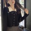 Sheep Wool Washing Water, Korean Autumn Bow Gray Sweater Design Sense Knitted Cardigan Short