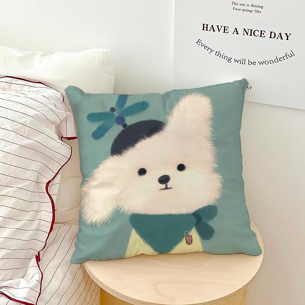 Cute cartoon art scribbled puppy dog art Comfortable soft Pillow Case for Sofa Living Room Home office Decor Protective Covers