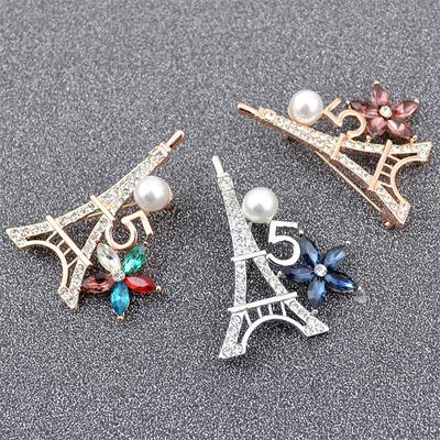 Klasik Eyfel Kulesi Broş Yapay Elmas İnci Alaşım Broş Vintage Romantik Broş Takım Elbise Mont Aksesuarları Düğme Pin