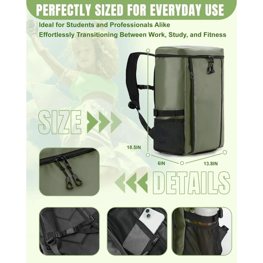 Gym Backpack with Gym Belt Holder for Men and Women Waterproof Travel Backpack with Shoe Compartment and Laptop Compartment