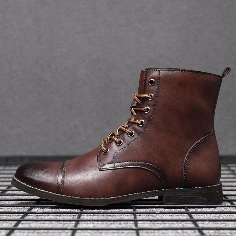 Men Fashion Boots New Arrival Britsh Vintage Leather Boots Shoes Men Boots Autumn Winter Design Men's Ankle Boots Plus Size