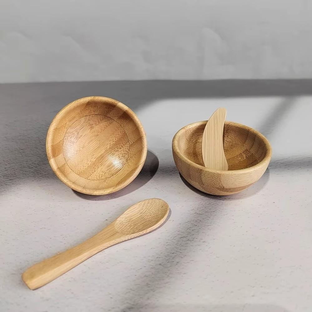 Bamboo Wood Mask Bowl Sleek Bamboo Spatula Spoon Spoon Cosmetic Mixing Tools Cosmetic Mixing