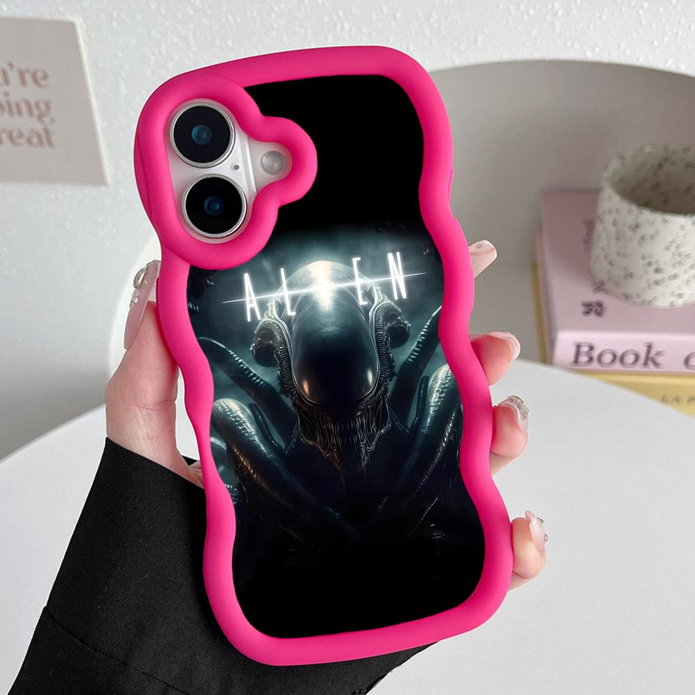 Alien Romulus Mobile Cell Phone Case for iPhone 17 16 15 14 13 12 11 Air Pro Max Plus Wavy Edge TPU Colorful Cover Cover