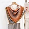 Autumn and Winter New Fashionable High-value 91cm Silk Square Scarf Women's French Light Luxury Neck Protection Silk Wool Silk Scarf