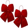 2PCS Red Velvet Large Christmas Bow Decorations Christmas Tree Topper Bows Ornaments for Home Wreaths Stairs Railing Holiday Wedding Xmas