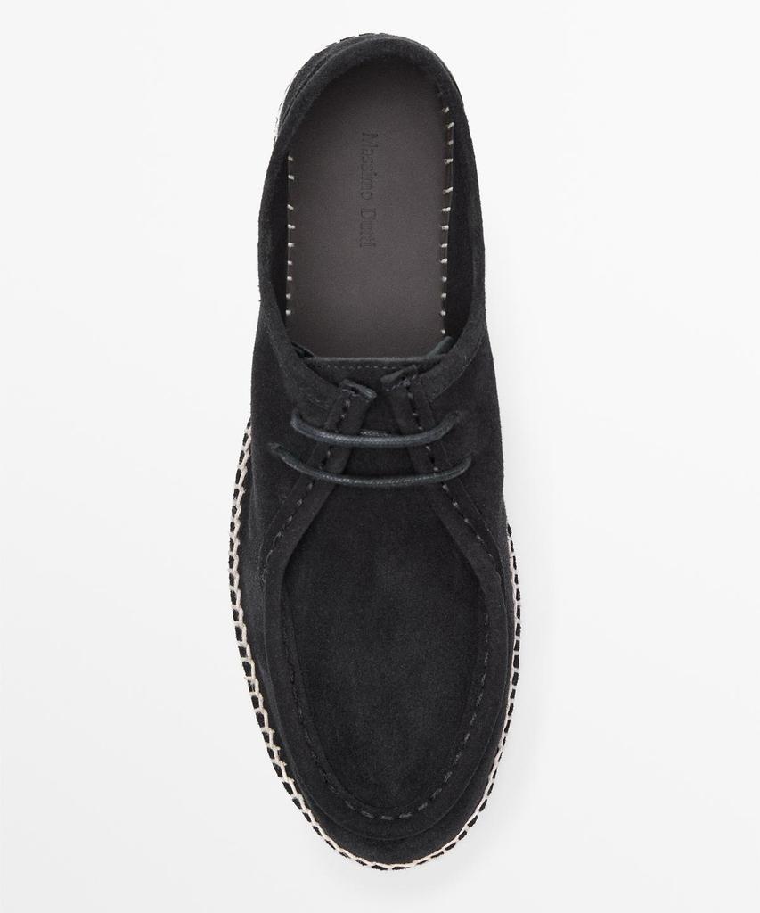 Massimo Dutti Split Suede Stitch Detail Jute Shoes